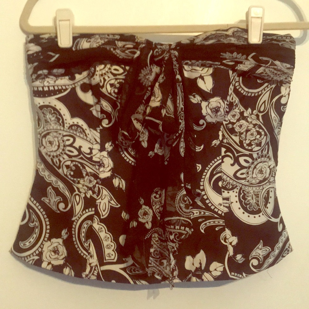 Silk Black and White strapless top